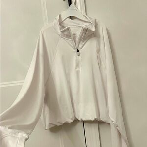 NWT Athleta girl White Quarter-Zip Sweatshirt